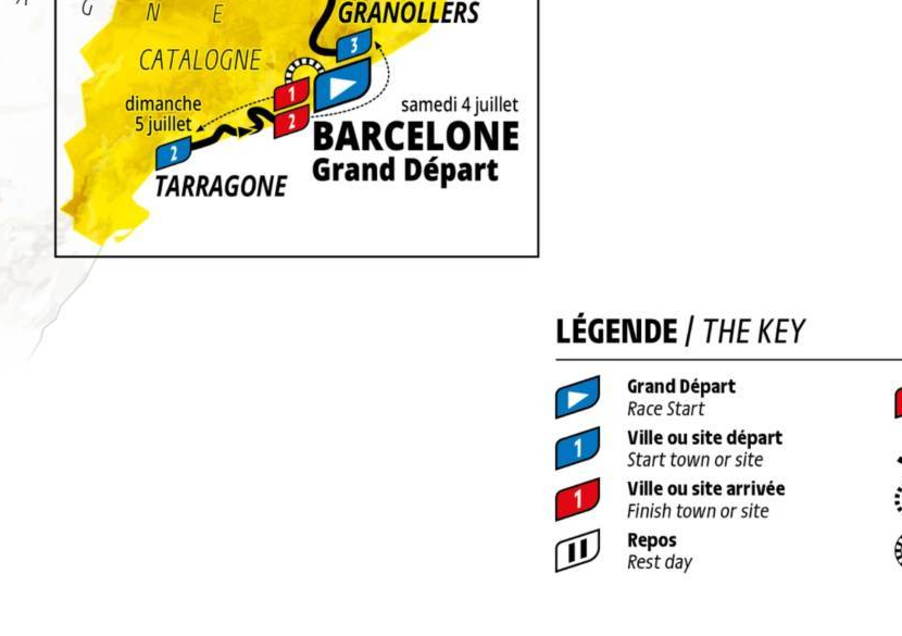 Official Tour de France 2026 stage 2 map for Tarragona to Barcelona.