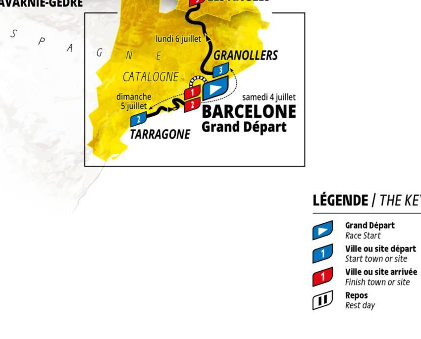Official Tour de France 2026 stage 3 map for Granollers to Les Angles.