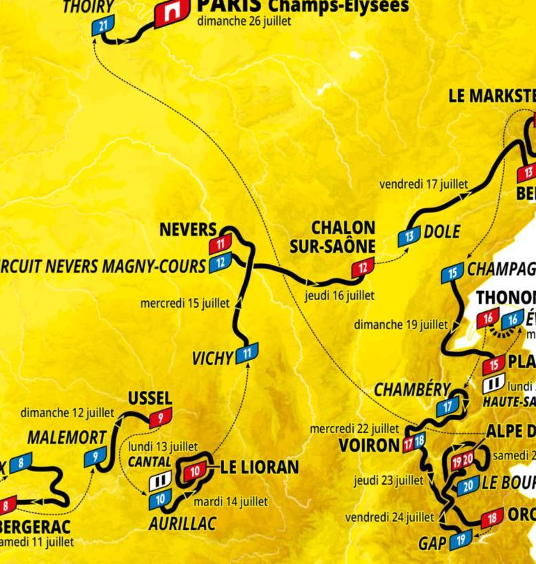 Official Tour de France 2026 stage 12 map for Circuit Nevers Magny-Cours to Chalon-sur-Saône.